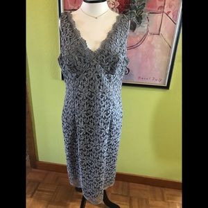 Adrianna Papell silver lace dress